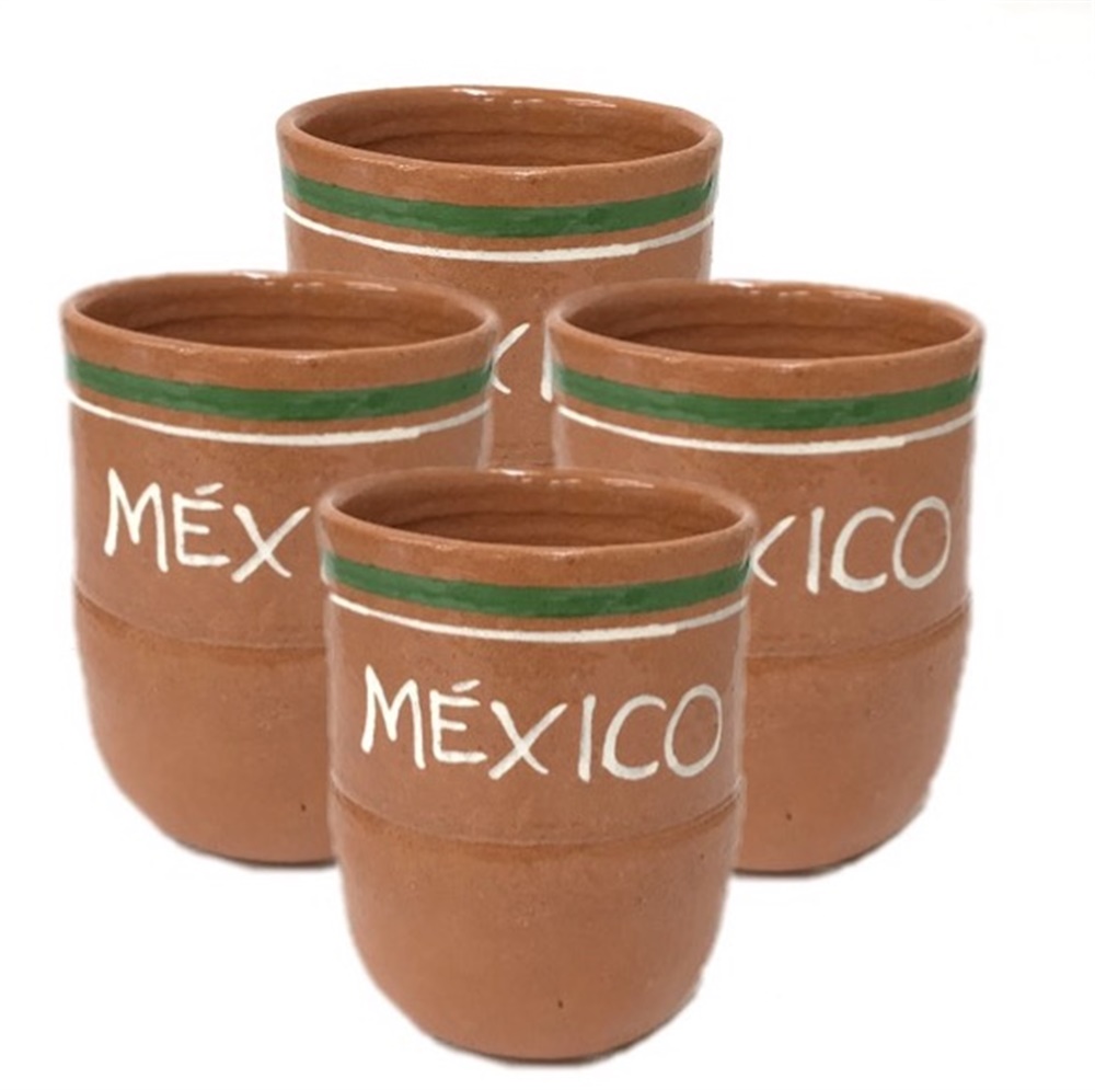 Lead Free Jarritos Mexico Clay Cup Small Set of 4